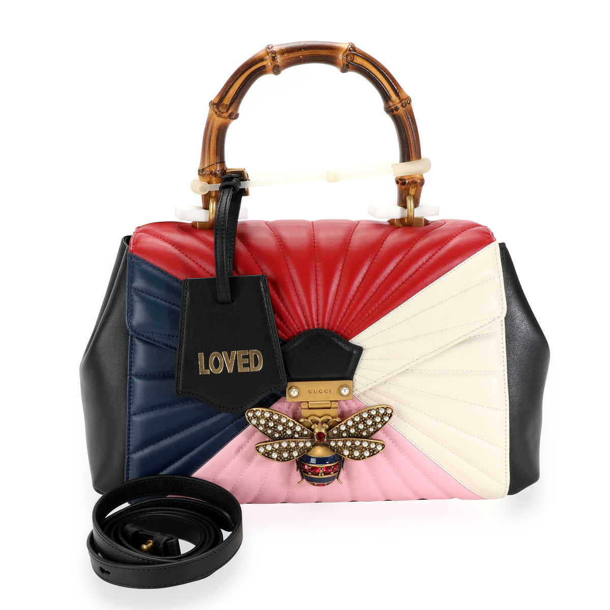 Gucci Multicolor Matelassé Leather Medium Queen Margaret Bamboo Top Handle Bag