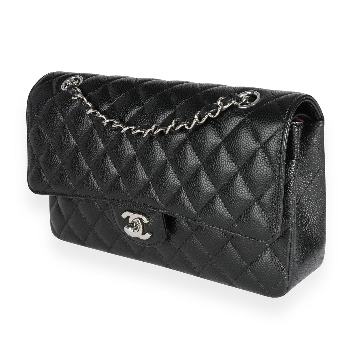 Chanel Black Caviar Quilted Medium Classic Double Flap Bag by WP