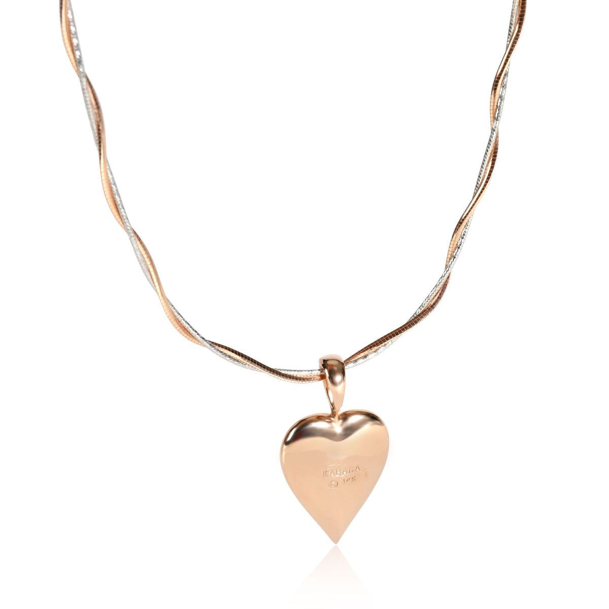 Pink Mother Of Pearl Heart Shape Diamond Necklace in 14K Rose Gold 1.00 CTW