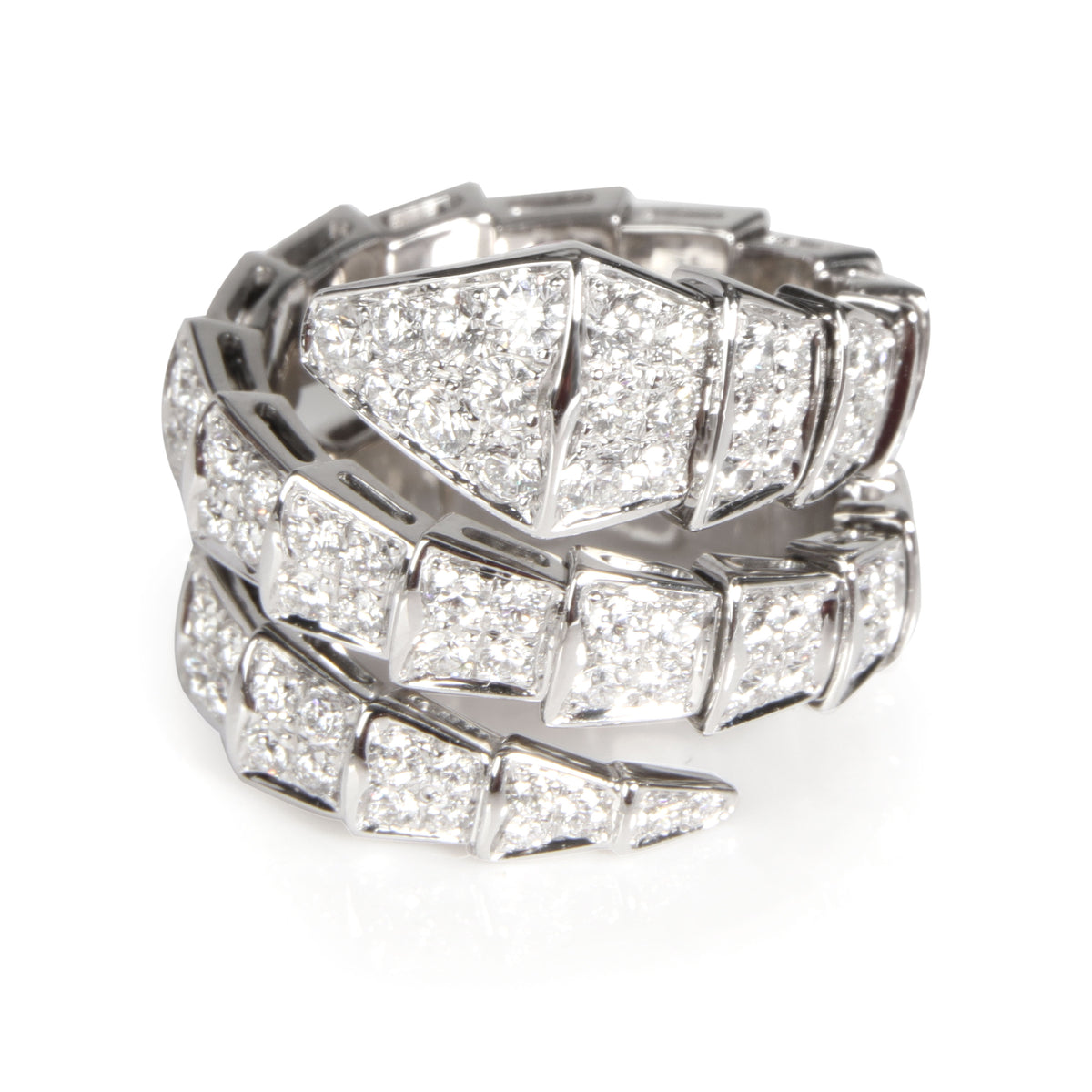 BVLGARI Serpenti Diamond Ring in 18K White Gold 2.77 CTW