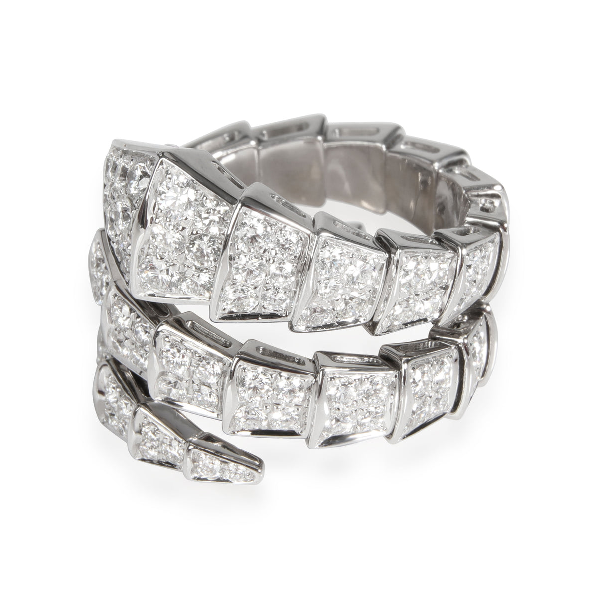 BVLGARI Serpenti Diamond Ring in 18K White Gold 2.77 CTW