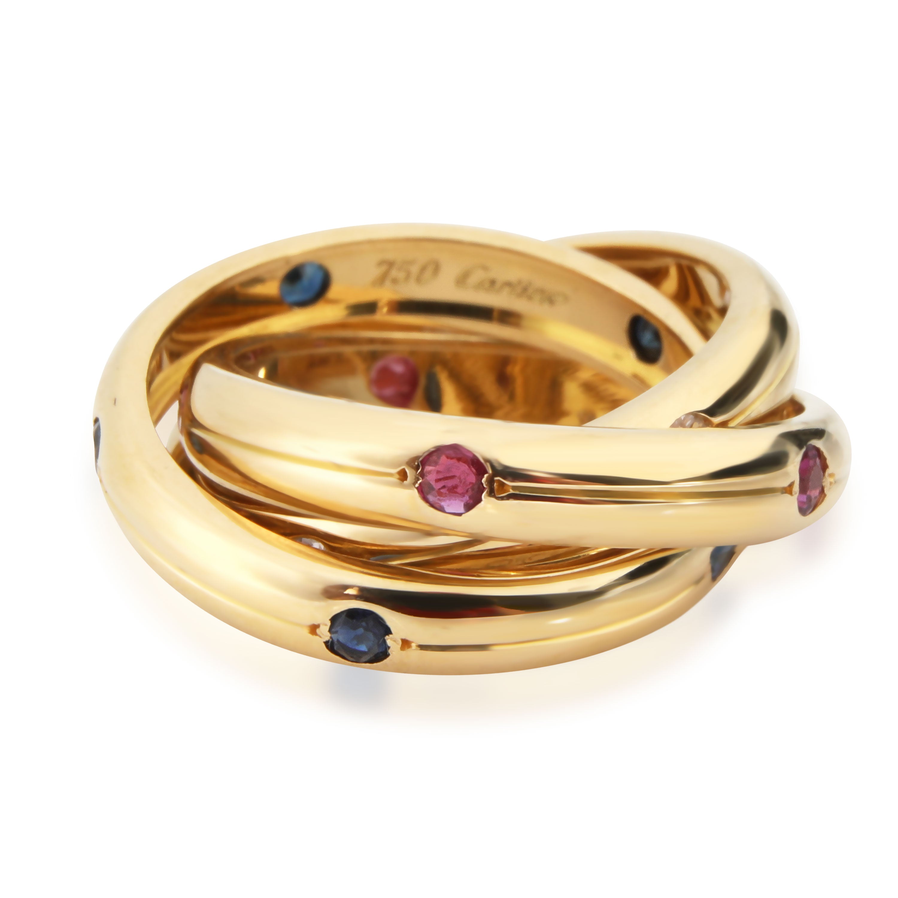 Cartier Trinity Diamond, Sapphire, Ruby Ring in 18K Yellow Gold 0.15 CTW –  myGemma
