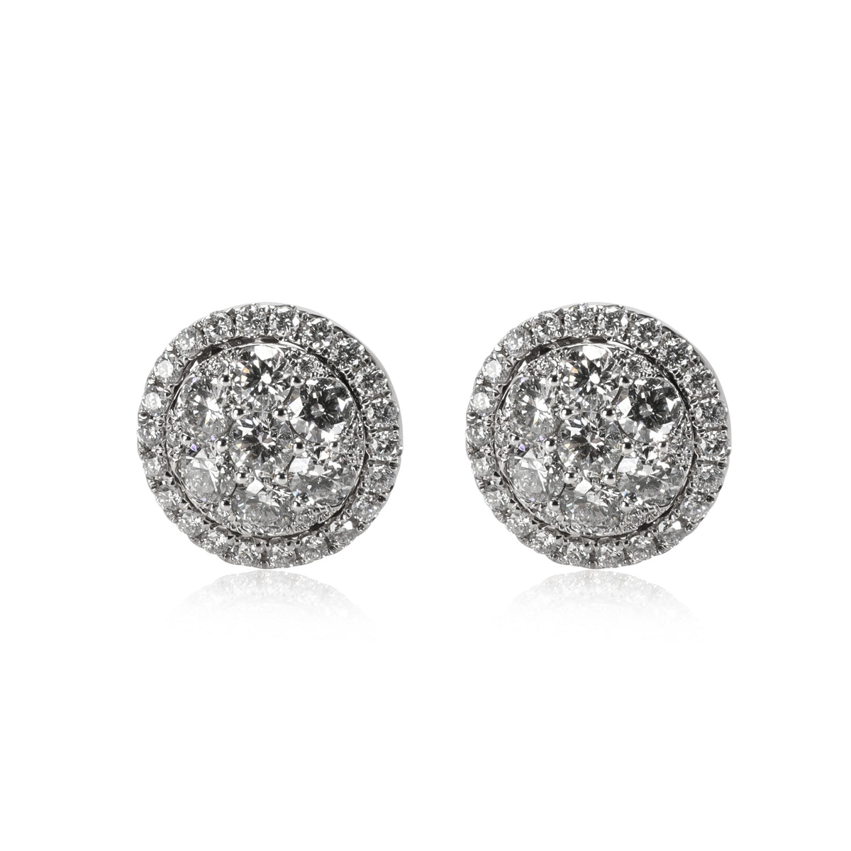 Halo Diamond Stud Earrings in 14K White Gold 1.50 CTW