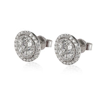 Halo Diamond Stud Earrings in 14K White Gold 1.50 CTW