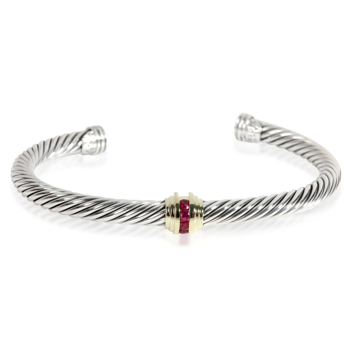 David Yurman Cable Rubelite Bangle in 14K Yellow Gold/Sterling Silver