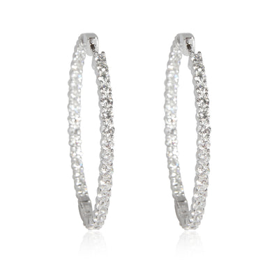 Inside Out Diamond Hoop Earrings in 14K White Gold 4.00 CTW