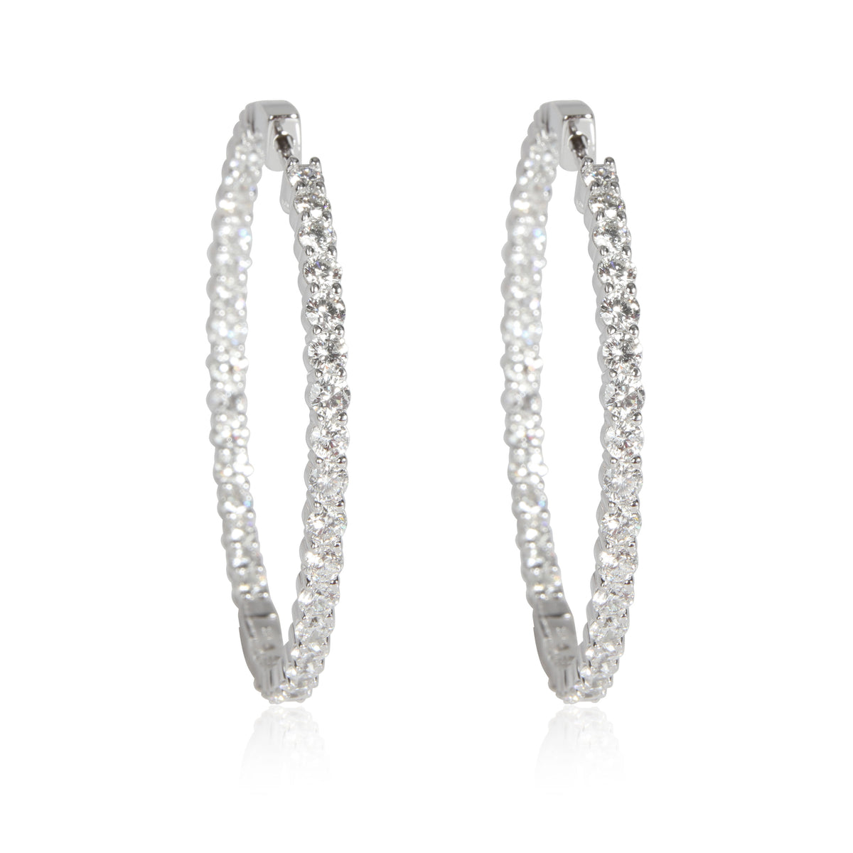 Inside Out Diamond Hoop Earrings in 14K White Gold 4.00 CTW