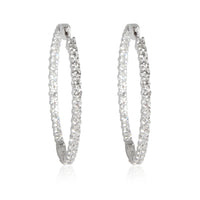 Inside Out Diamond Hoop Earrings in 14K White Gold 4.00 CTW