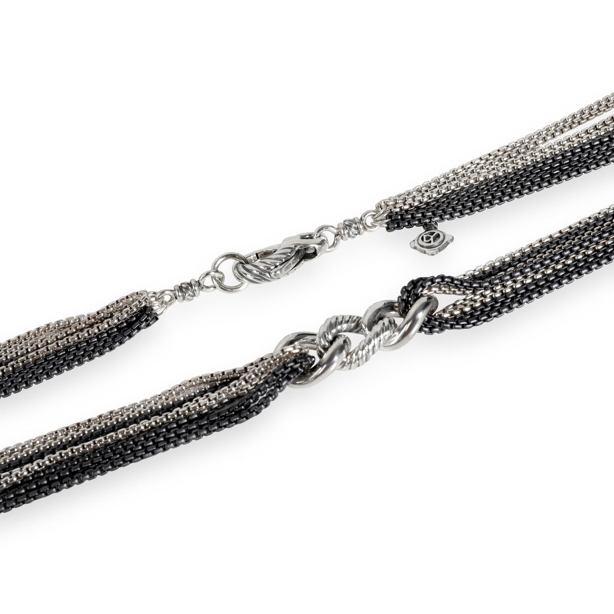 David Yurman Multi-Strand Cable Curb Link Necklace in Blackened Sterling Silver