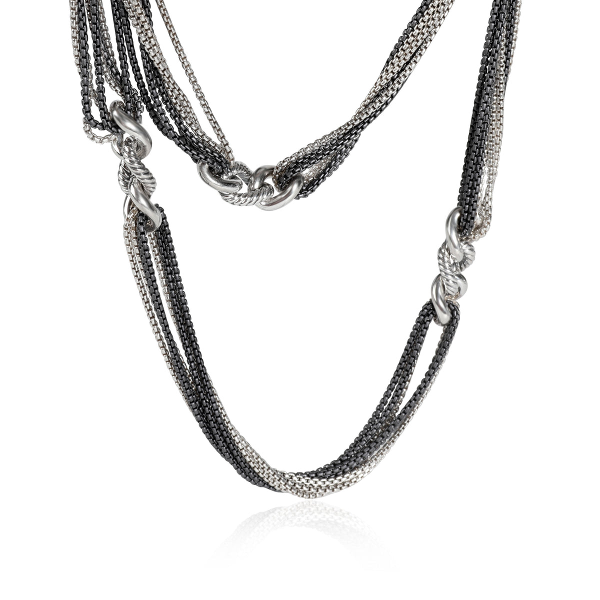 David Yurman Multi-Strand Cable Curb Link Necklace in Blackened Sterling Silver