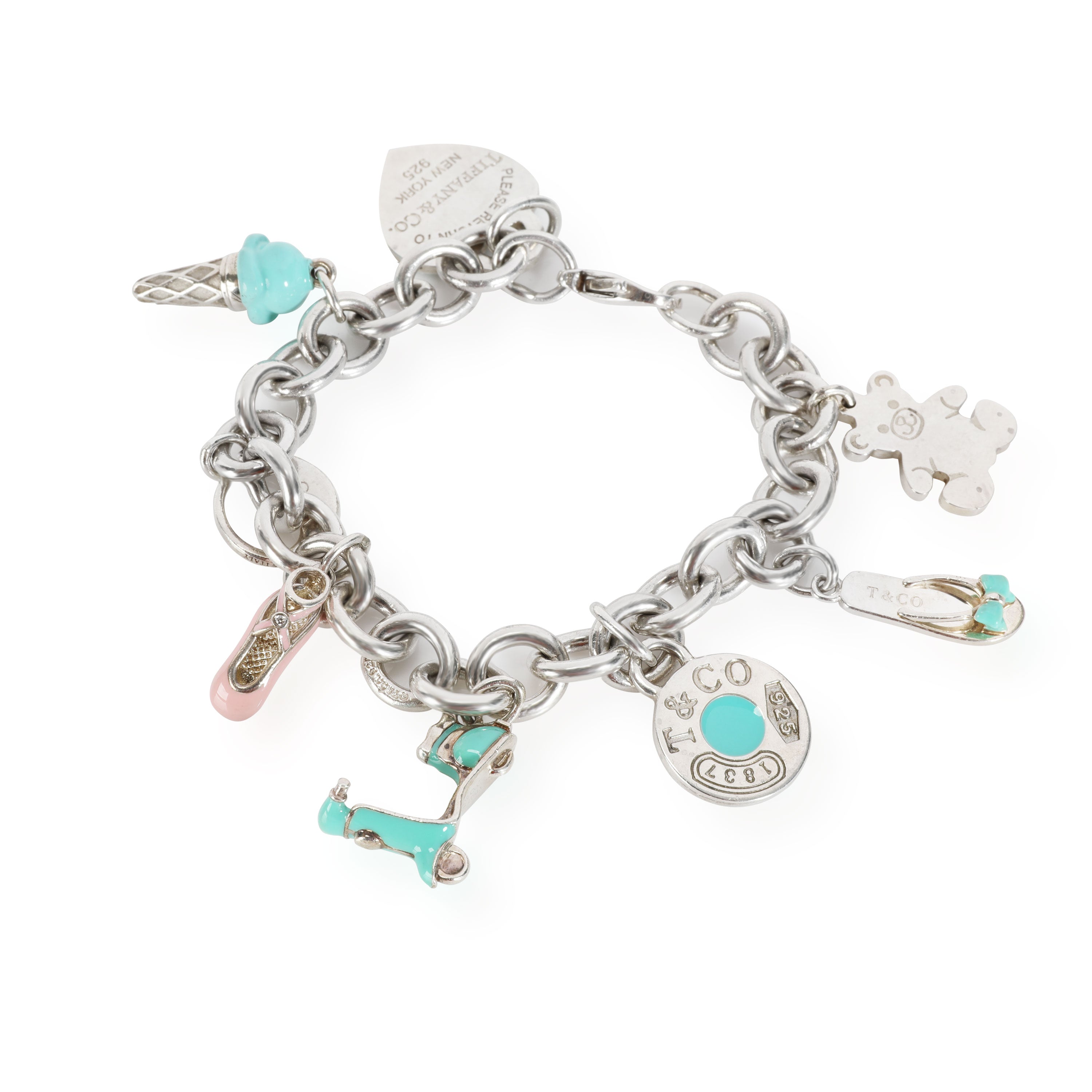 Silver charm bracelet tiffany Clearance