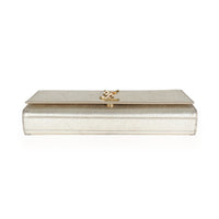 Saint Laurent Light Gold Grain De Poudre Calfskin Leather Monogram Kate Clutch