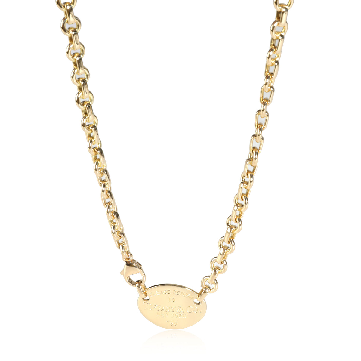 Tiffany and Co. Return to Tiffany 18 Karat Yellow Gold Oval Tag Necklace  at 1stDibs  return to tiffany oval tag necklace, return to tiffany gold  necklace, tiffany oval choker