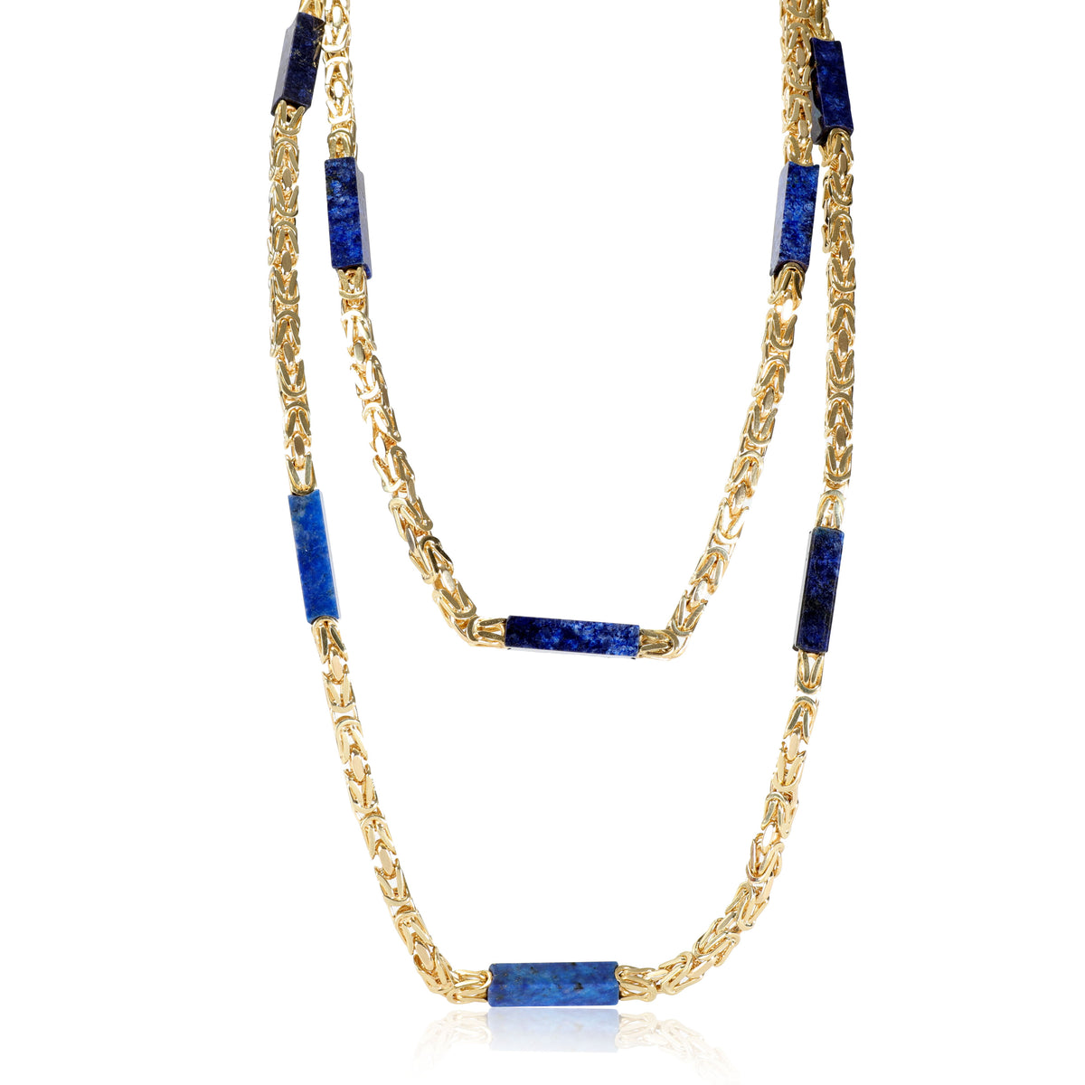 Vintage Lapiis Lazuli 10 Station Necklace in 18K Yelllow Gold