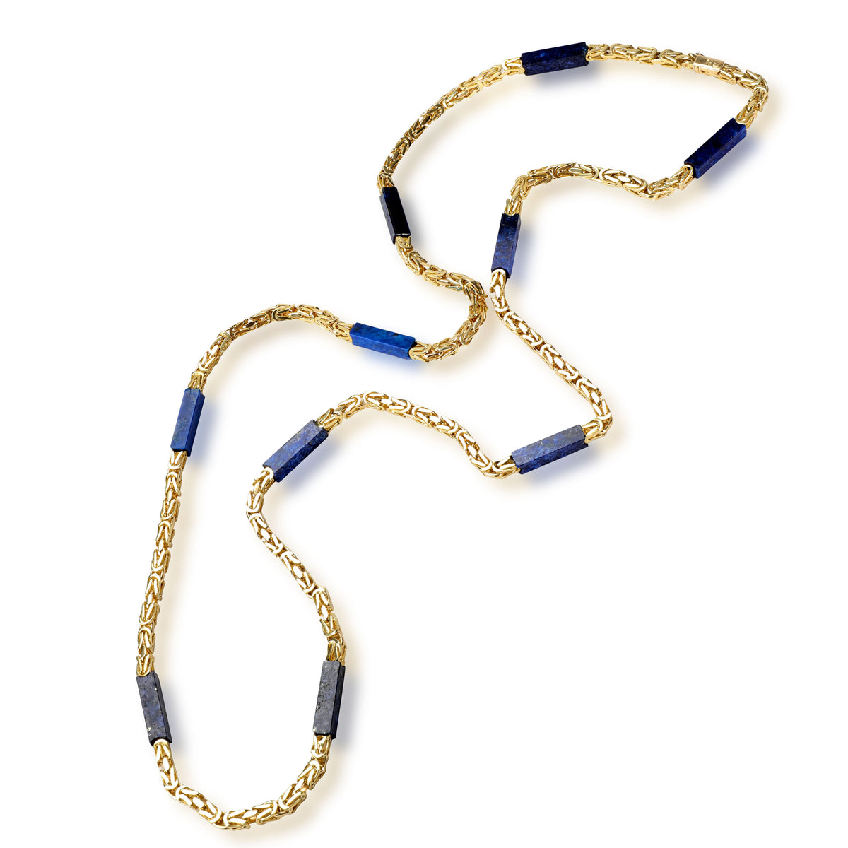 Vintage Lapiis Lazuli 10 Station Necklace in 18K Yelllow Gold