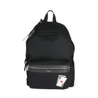 Saint Laurent Black Canvas SL Playing Cards City Backpack