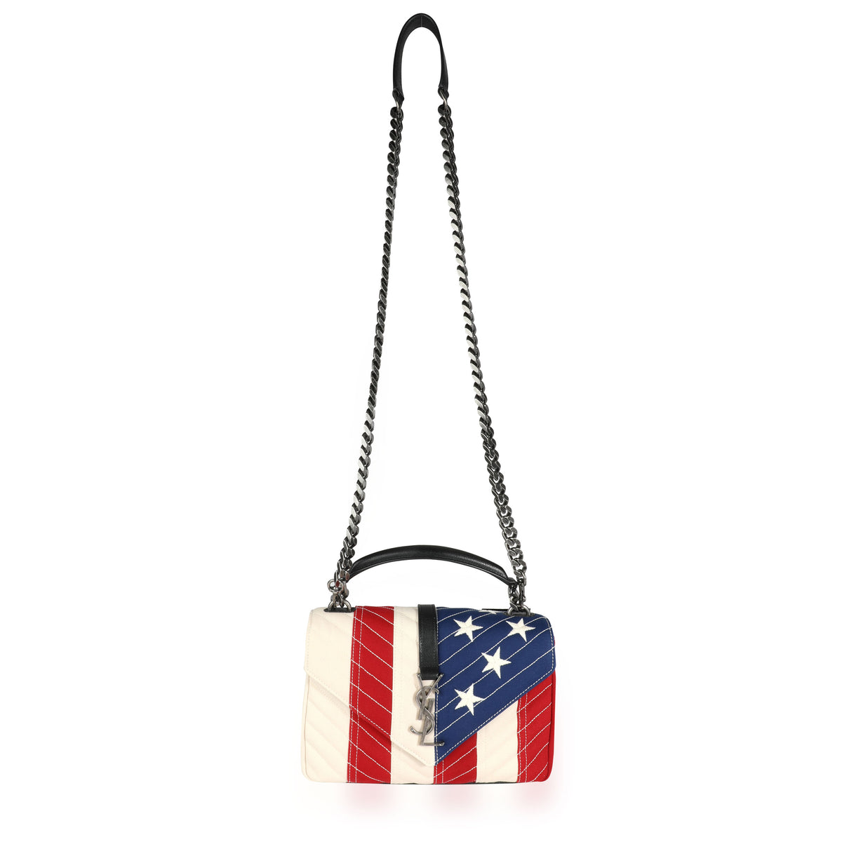 Saint Laurent American Flag Matelassé Canvas Medium Collège Bag