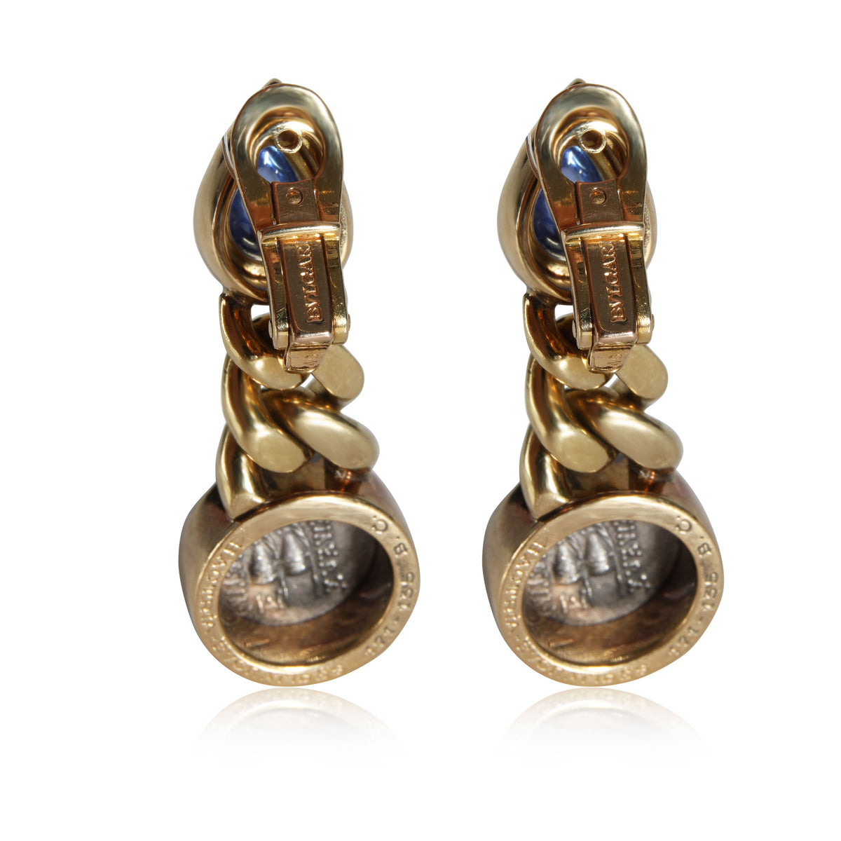 Bulgari Monete Sapphire Drop Earring in 18K Yellow Gold