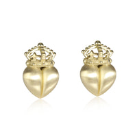 Kieselstein Cord Crown on Heart  Earrings in 18K Yellow Gold