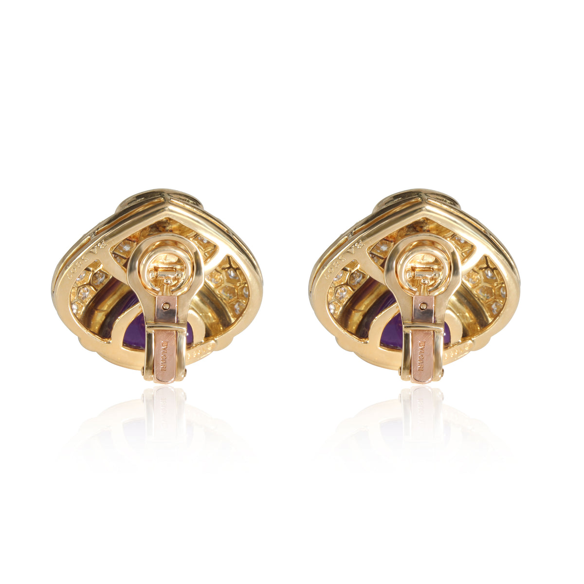 Bulgari Amethyst & Diamond Earring in 18K Yellow Gold 2.60 CTW