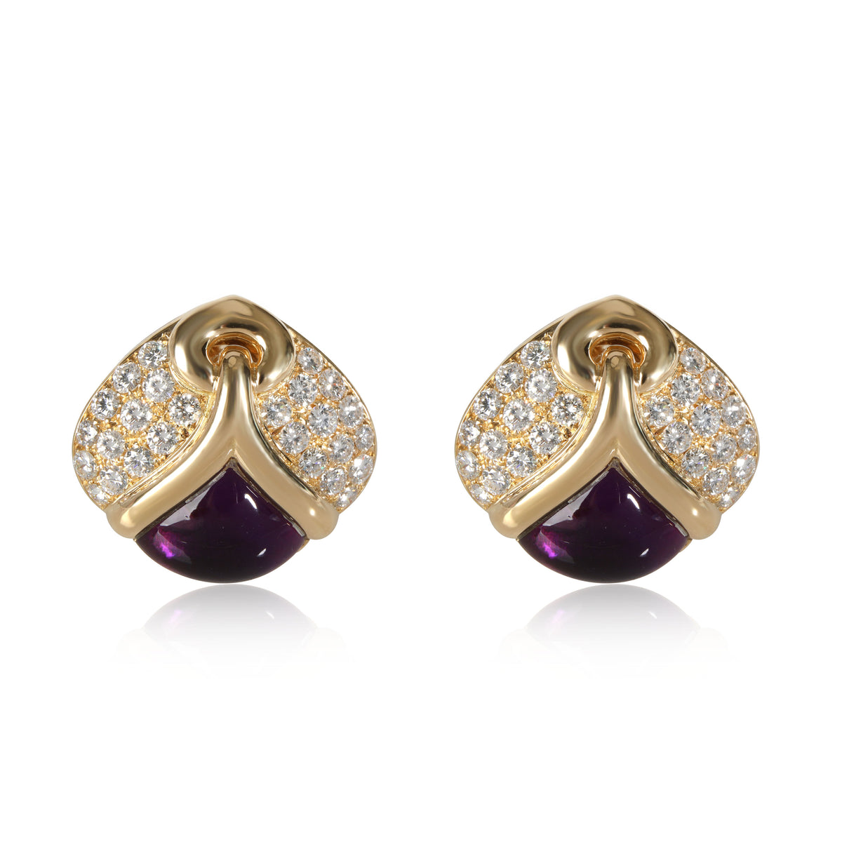 Bulgari Amethyst & Diamond Earring in 18K Yellow Gold 2.60 CTW