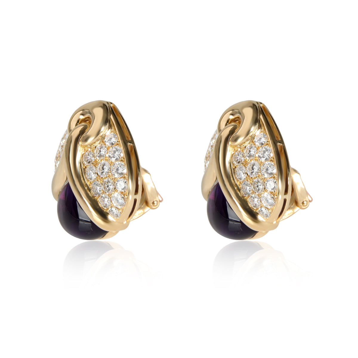 Bulgari Amethyst & Diamond Earring in 18K Yellow Gold 2.60 CTW