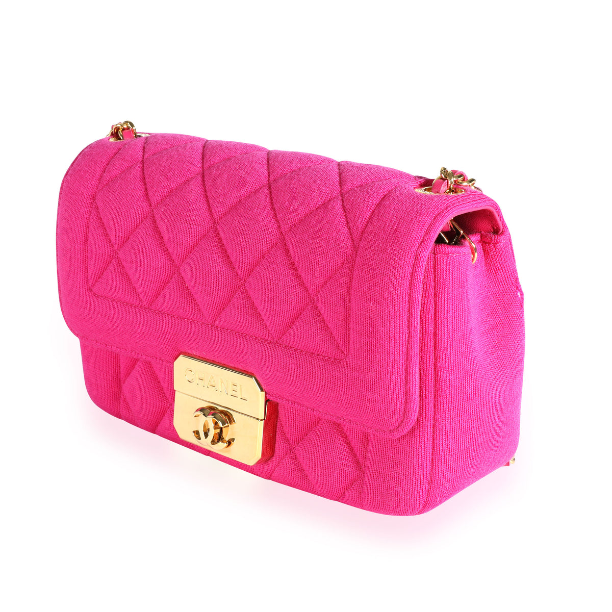 Chanel Fuchsia Jersey Quilted Chic With Me Mini Flap Bag