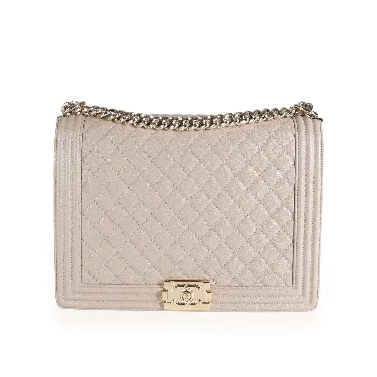 Chanel Taupe Quilted Caviar XL Boy Bag