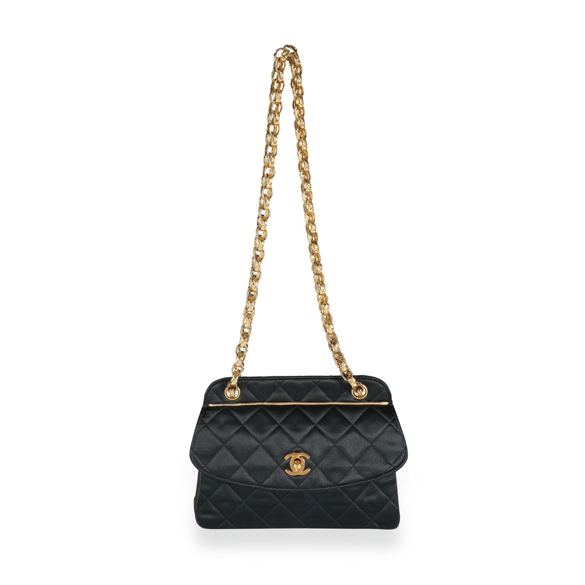 Chanel Vintage Black Quilted Satin Mini Flap Bag with Pouch