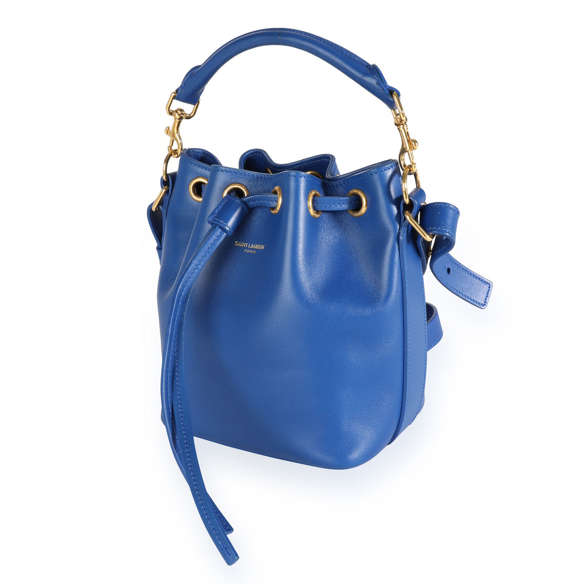Saint Laurent Blue Leather Small Emmanuelle Bucket Bag