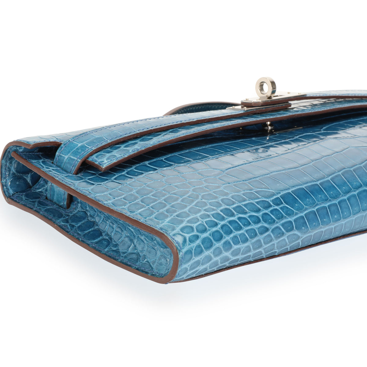 Hermès Bleu Brighton Shiny Porosus Crocodile Kelly Cut PHW, myGemma, CH