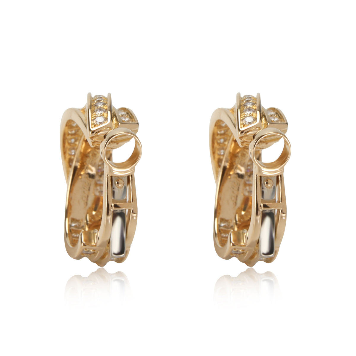 Cartier Trinity Crossover Diamond Hoop Earrings in 18K Yellow Gold 1.35 CTW