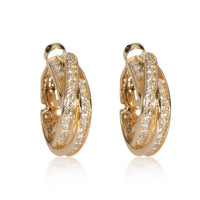 Cartier Trinity Crossover Diamond Hoop Earrings in 18K Yellow Gold 1.35 CTW
