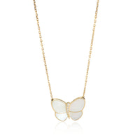 Van Cleef & Arpels Mother of Pearl Diamond Pendant in 18K Yellow Butterfly Gold