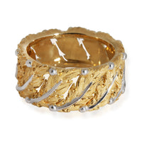 Buccellati Oak Leaf Motif Band in 18K White Gold/Yellow Gold