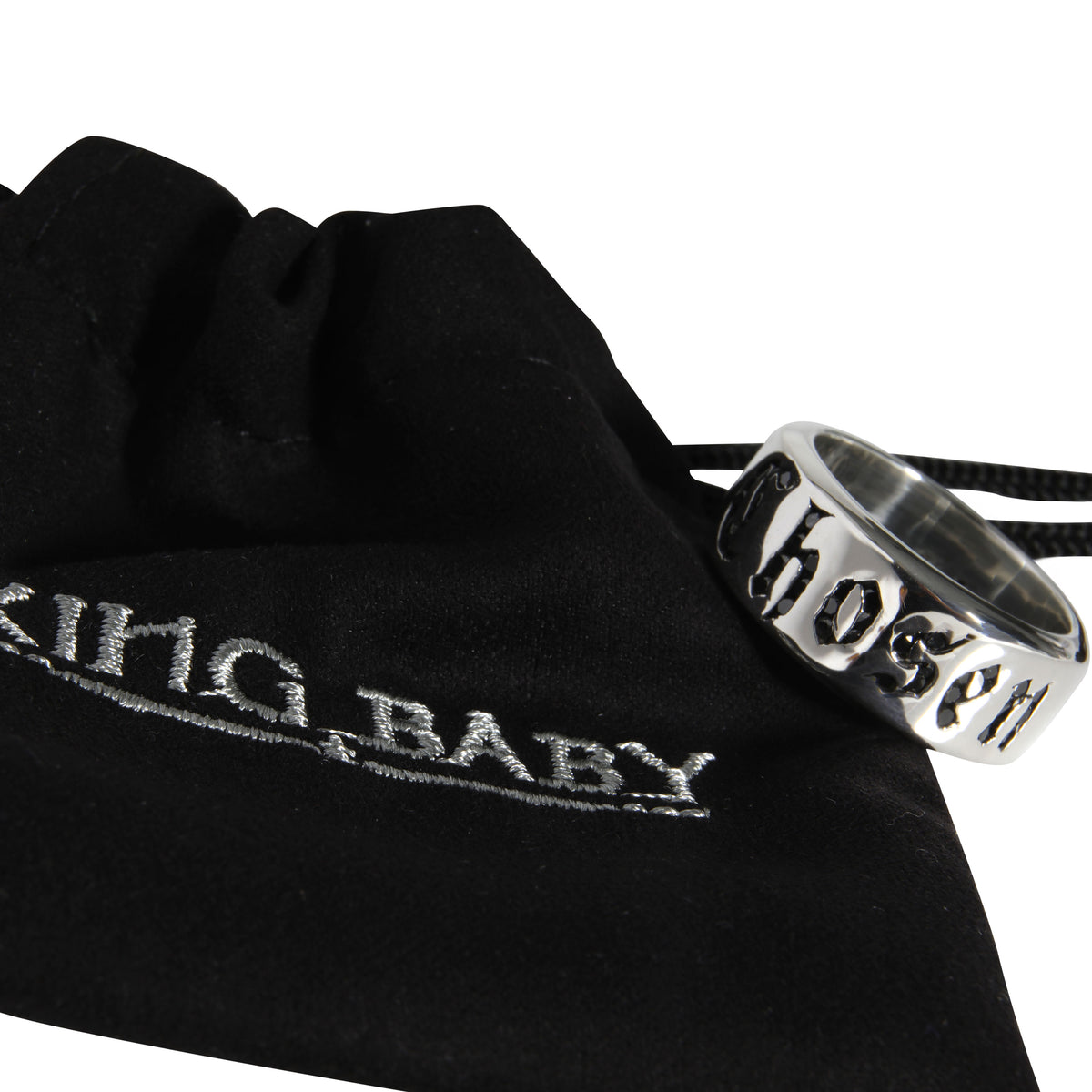 King Baby Chosen Black Diamond Ring Sterling Silver