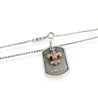 King Baby Diamond Small Fleur-de-Lis Dog Tag Pendant in 18K Gold/Sterling Silver