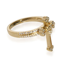 King Baby Diamond Cross & Crowned Heart Ring in 18K Yellow Gold