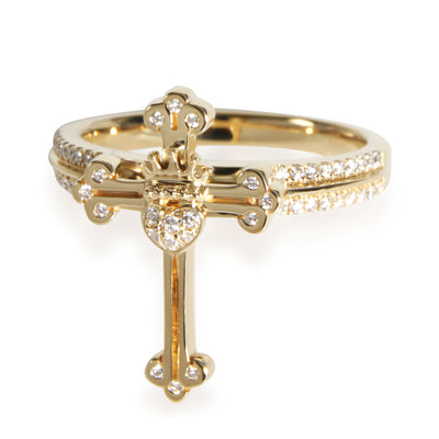 King Baby Diamond Cross & Crowned Heart Ring in 18K Yellow Gold