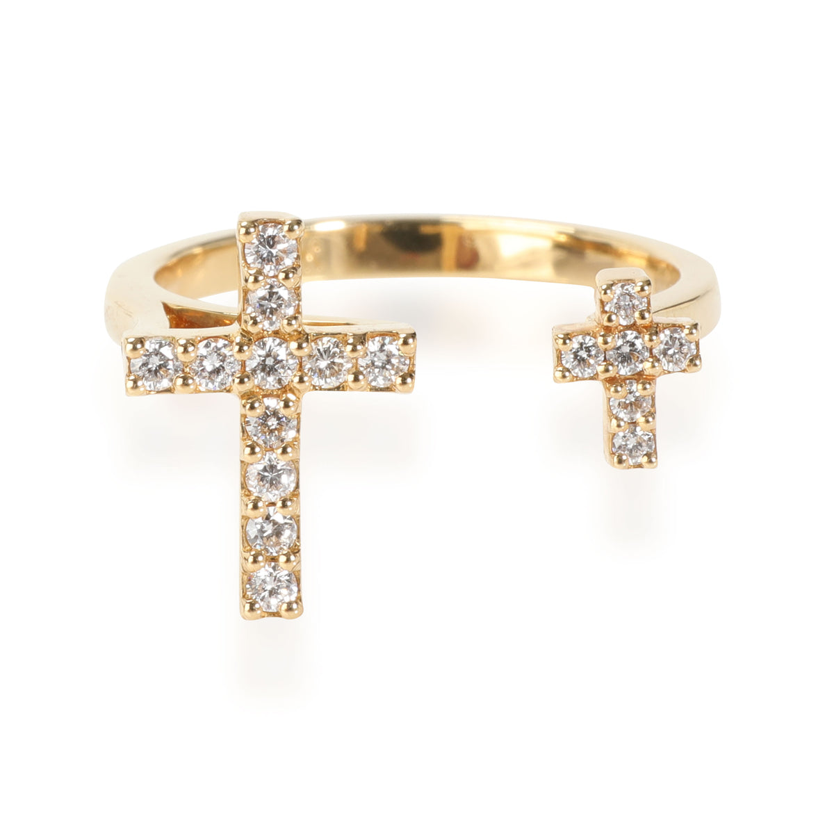 Diamond Double Cross Ring in 18K Yellow Gold 0.23 Ctw