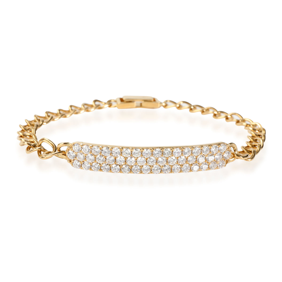 Pave Diamond ID Bracelet in 18K Yellow Gold 2.44 Ctw