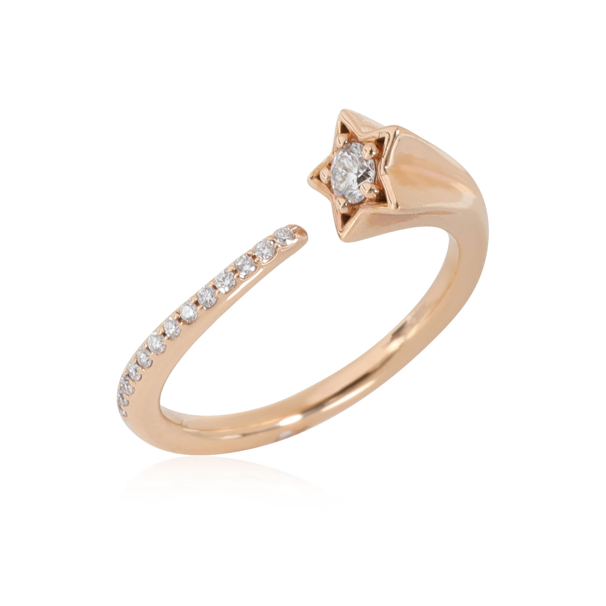 Diamond Shooting Star Open Ring in 18K Rose Gold  0.17 Ctw