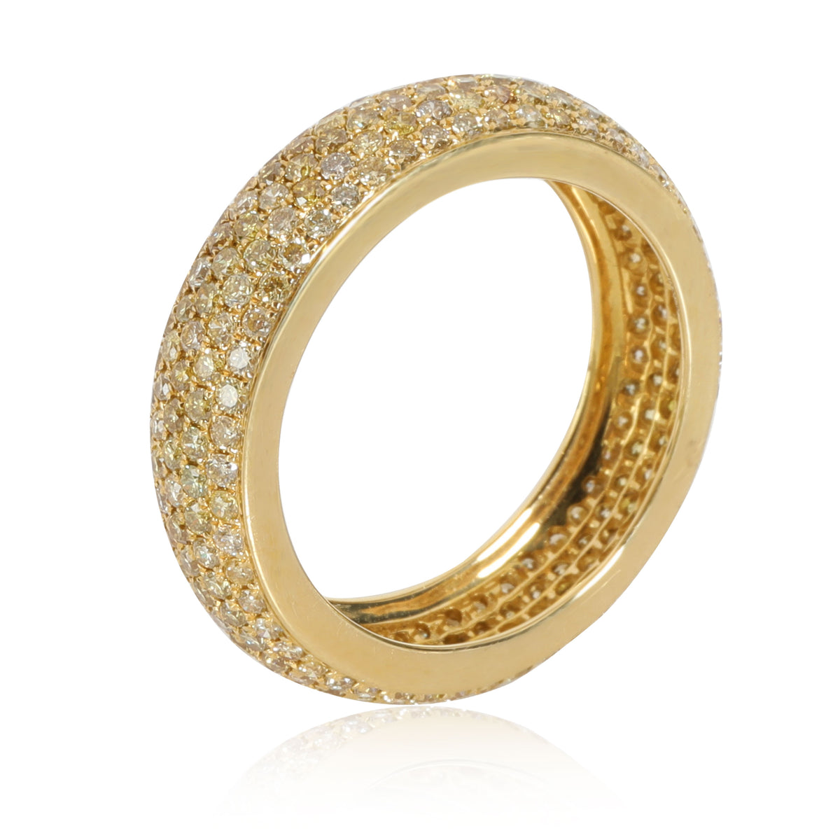 Pave Diamond Eternity Band 18K Yellow Gold 2.12 CTW