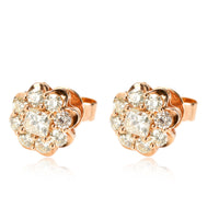 Flower Cluster Stud Earring in 18K Rose Gold 1.25 CTW