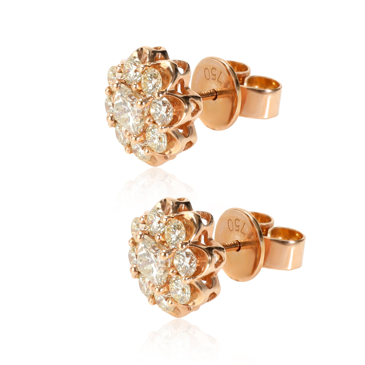 Flower Cluster Stud Earring in 18K Rose Gold 1.25 CTW