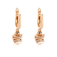 Diamond Leverback Cube Earrings in 18K Rose Gold  0.19 CTW