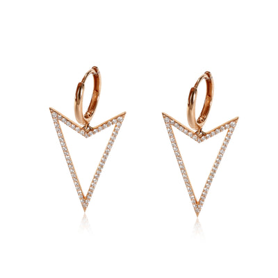 Triangle Drop Diamond Earrings in 18K Rose Gold 0.40 CTW