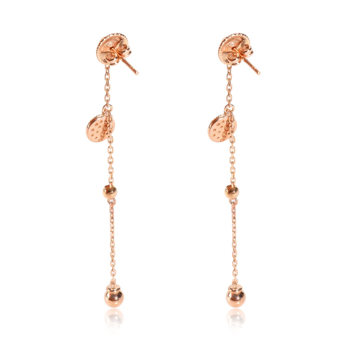 Chain Drop Earrings with Micro Pave Diamond Disc  in 18K Rose Gold 0.19 CTW