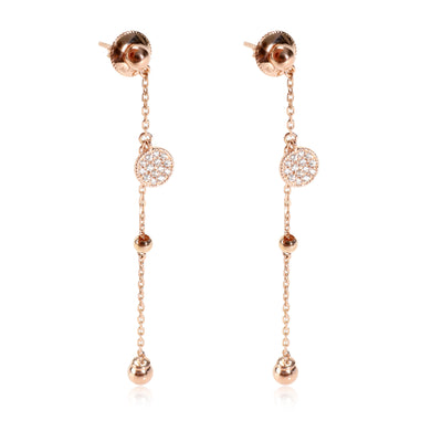 Chain Drop Earrings with Micro Pave Diamond Disc  in 18K Rose Gold 0.19 CTW