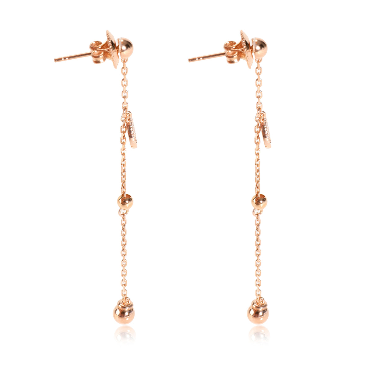 Chain Drop Earrings with Micro Pave Diamond Disc  in 18K Rose Gold 0.19 CTW